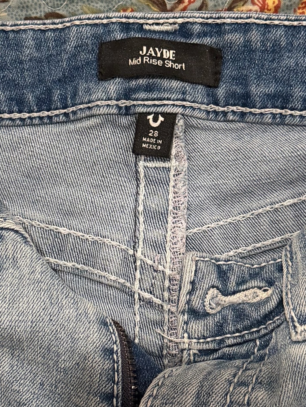 True Religion Light Blue Denim Mid-Rise Shorts